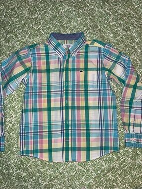 Crown & Ivy Boys Plaid Button-Down Shirt in Green, Blue, Pink, Yellow